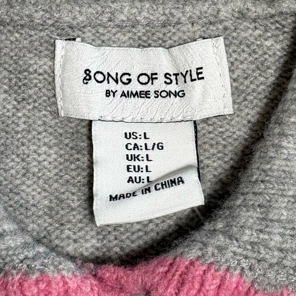 Song of Style Grey Short Sleeved Sweater NWT Size L - Picture 5 of 6